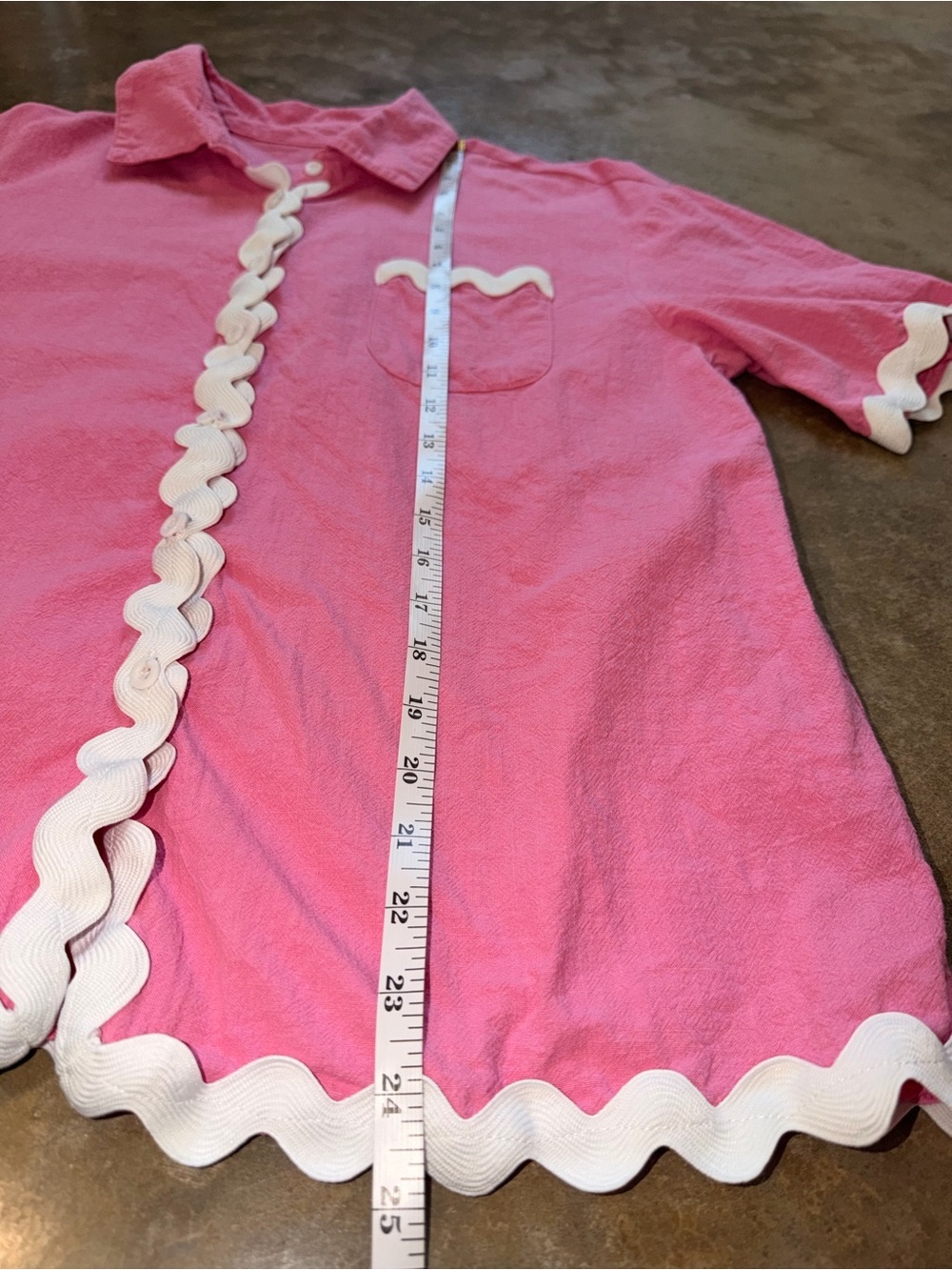 Pink Two-Piece Women's Set with White Ric Rac Trim Cotton Beach Summer S Preppy - Picture 6 of 16